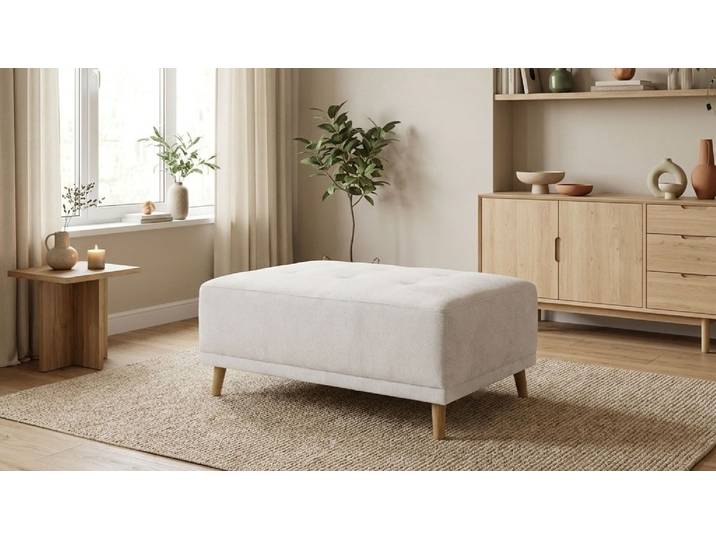 Hocker GOODPRODUCT Greve , weiss (silber), B:104cm H:44cm T:73cm, 100% Polyester, Hocker, Hocker, Polsterhocker Greve passend zum Sofa, Breite 104 cm