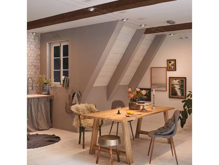 Paulmann Wire RoundMac LED-Seilsystem, 5-fl. chrom, alu / grau / zink, für Flurbereich, Metall, Modern