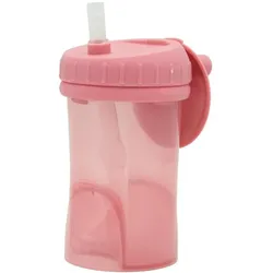 Difrax, Kindergeschirr + Kinderbesteck, Becher mit Strohhalm auslaufsicher Himbeere