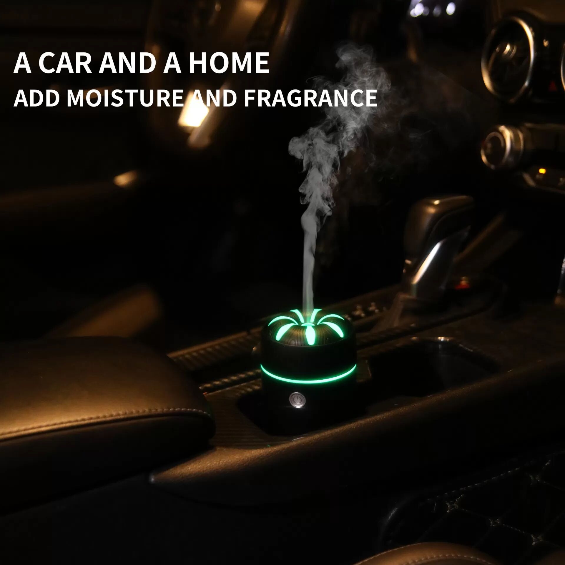 INF Tragbarer Auto-/Heim-Aroma-Diffusor-Luftbefeuchter mit 7-Farben-LED Schwarz