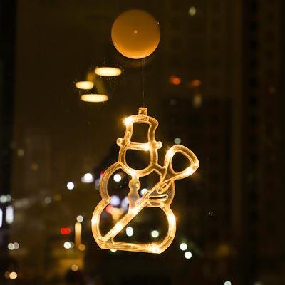 Evergreen Home Goods Christmas Sucker Lamp, Battery Powered LED Lights, Holiday Window Decoration For Home Decor, Bell Snowman Star Hanging snowman