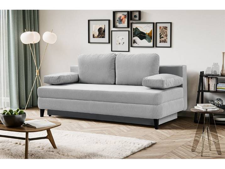 freiraum Schlafsofa Schlafsofa >Sorto< in blau-grau, Cord - 200x91x100cm (BxHxT), in hellgrau, Cord - 200x91x100cm (BxHxT)