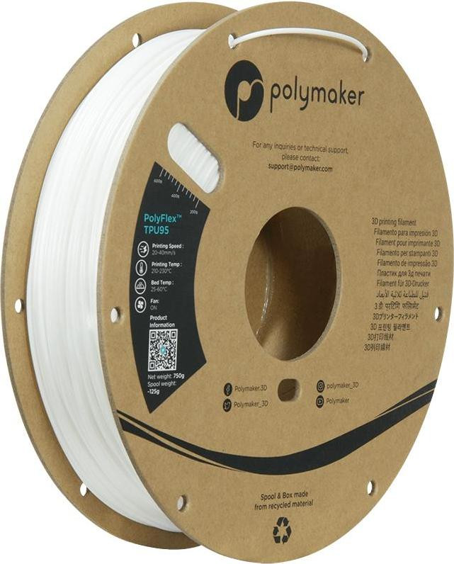 Polymaker PolyFlex TPU-95A filament 1,75 mm Wit 750 g