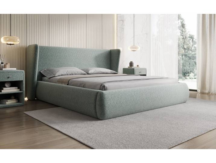 Designer Polsterbett Rosalie in Strukturstoff mit Stauraum - 140x200 - Braun - Luxusbetten24