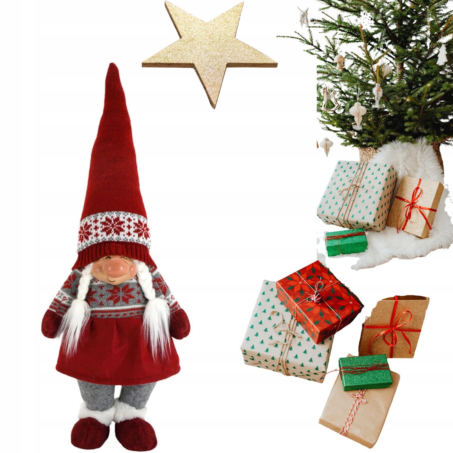 Grote Kerstman Gnome Decoratie 70cm - Scandinavische Stijl