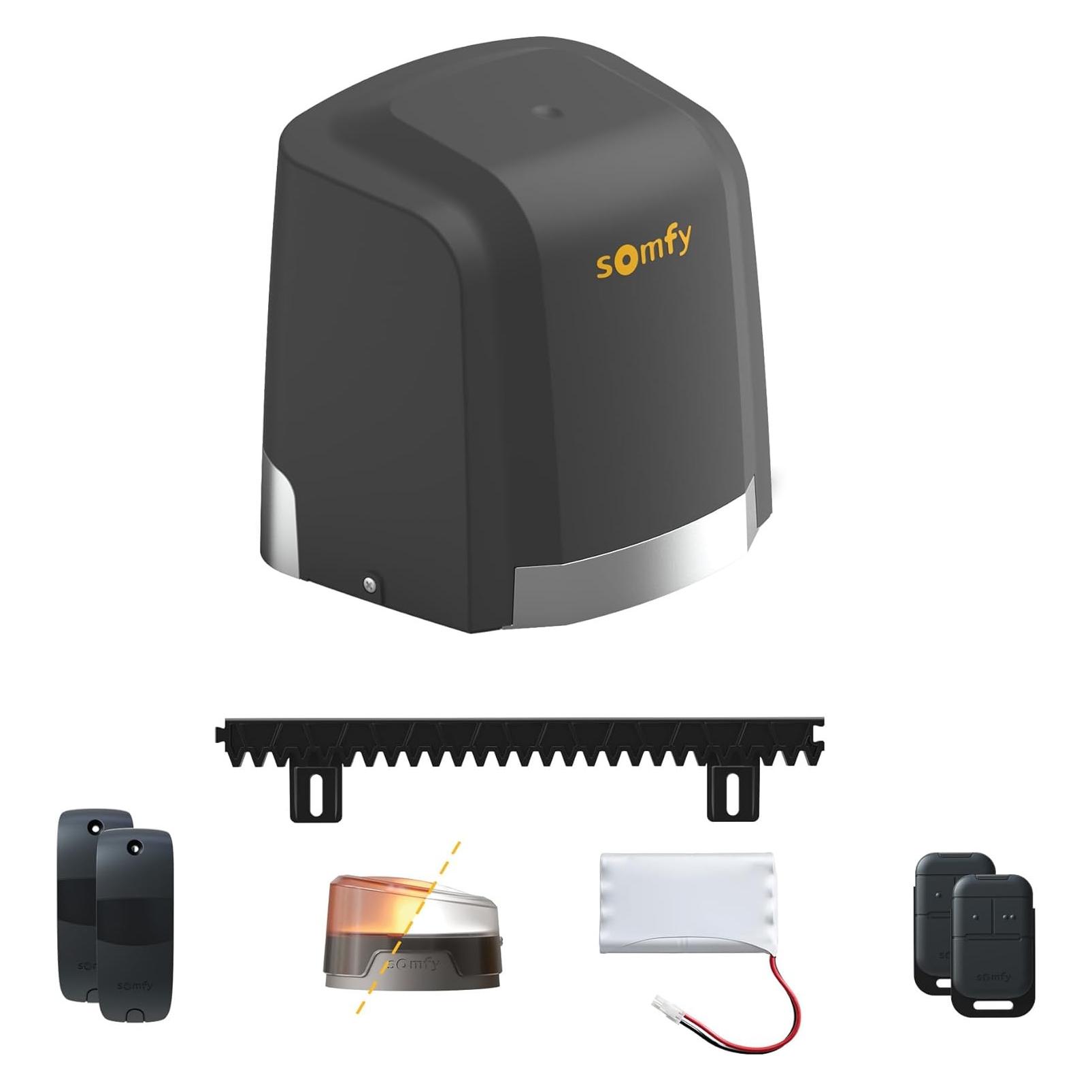 somfy Sliding Gate Motorization with Remote Controls, Safety Sensors, and Backup Battery (1246284)