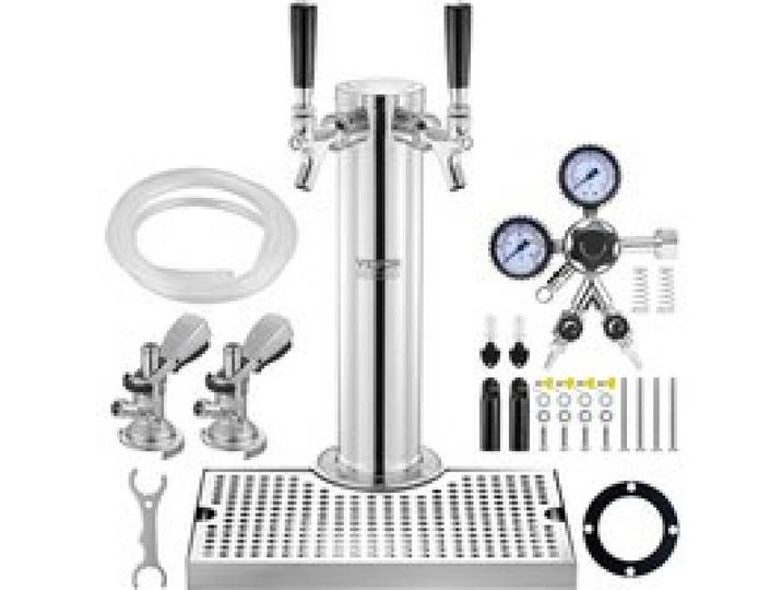 Kit Colonne à Bière - VEVOR - 175 x 115 x 435 mm Kit Colonne à Bière 2 Robinets Distributeur de Bière Coupleur Système-A