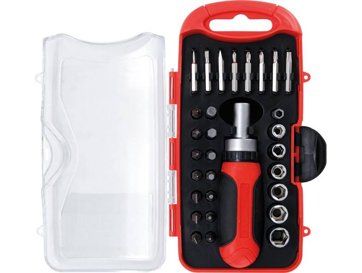 Jeu d'embouts et de douilles avec manche à cliquet pour embouts réversibles BGS - 30 pièces - 20130