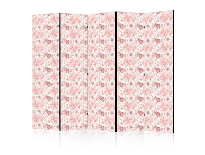 Muralo Paravent Akustik 5-tlg 225x172 cm Rosa Blumen, Holz, Floral, Rechteckig, 225x172x3 cm, Wohnzimmer, Raumteiler, Paravents