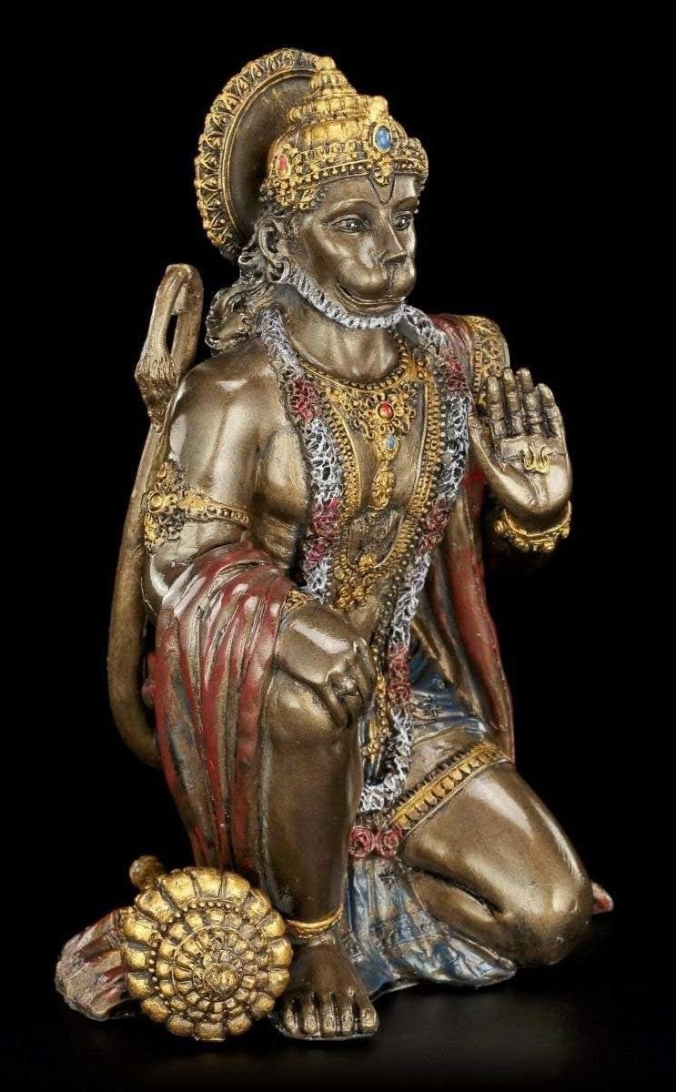 Hanuman figuur - Bronskleurig aapgod beeld - Religieuze decoratie - Hoogte: 15 cm