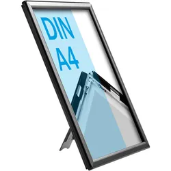 Klapprahmen A4 Opti Frame, mit Rückenstütze schwarz | 14 mm, Aluminium, ABS-Kunststoff