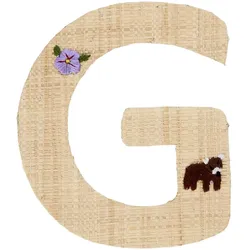 RICE Raffia Buchstaben Sticker, G, Blumen und Bär