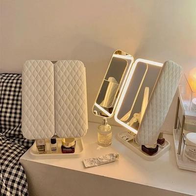 Uplifted Finds Trifold Makeup Mirror With LED Lights Smart Touch Dressing Mirror Trifold Makeup Mirror With LED Lights Smart Touch Dressing Mirror