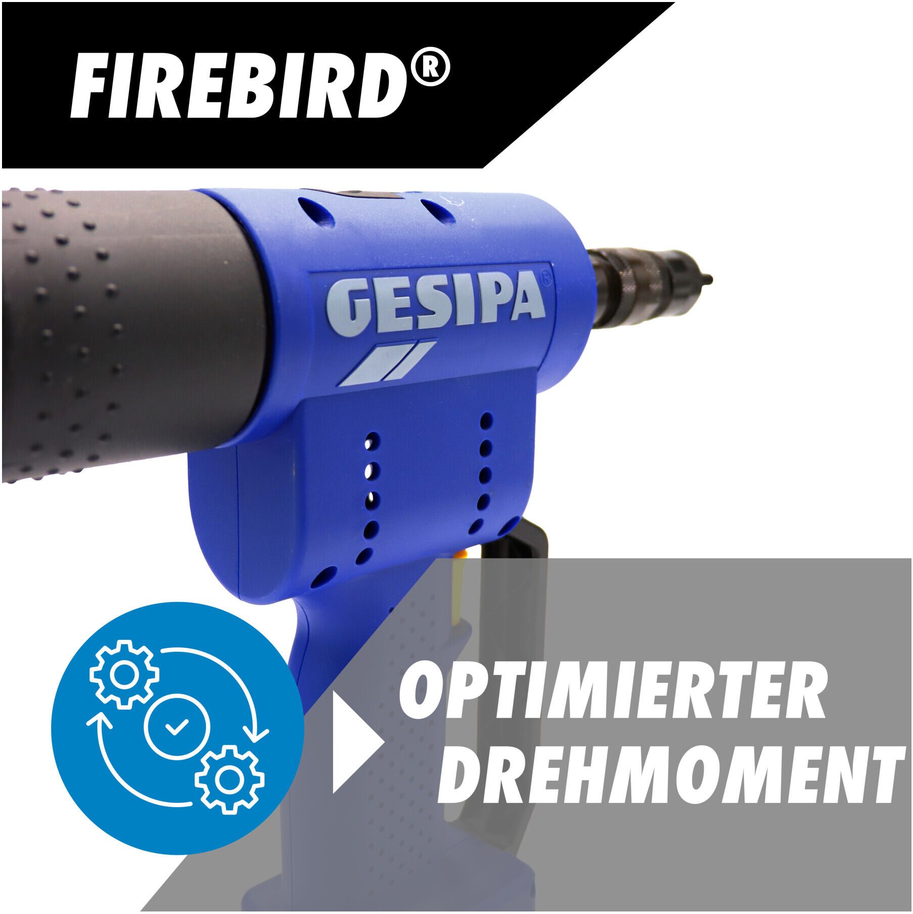 Gesipa Blindnietmuttern-Setzgerät FireBird, 2 Li-Ion Akkus 2 Ah, Ladegerät (1457413)