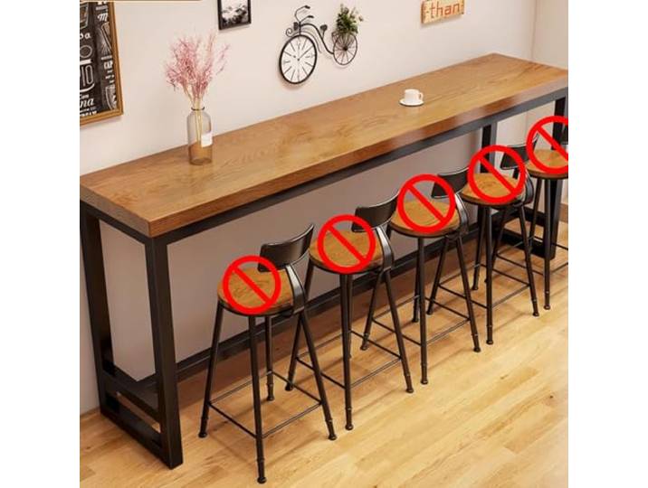 NEONMAN Küchentisch Bartisch Küchentresen rechteckiger Stehtisch Kratzfest einfach zu montieren platzsparend dicker Stahlrahmen stabil und langlebig ideal für Bar Küche Zuhause Balkon(Tan,160x40x105cm