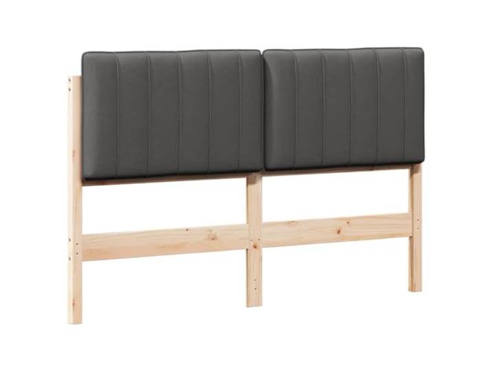 Makastle Kopfteil Massivholz Kiefer Dunkelgrau 140,5 cm Gepolsterte Rückseite