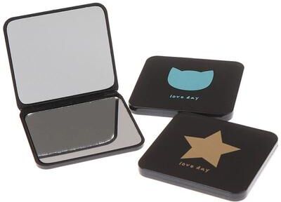 Uplift Picks Portable Stainless Steel Pocket Mirror Folding Compact Makeup Travel Beauty Mirror 6.5x7.1cm