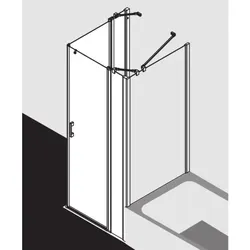 Kermi Liga Eckeinstieg-Hälfte Pendeltür mit Festfeld LIEPL090201AK 90x200cm, silber mattglanz, ESG klar, links, auf Duschwanne