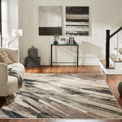 KALATY Abstract Grey Strie Area Rug