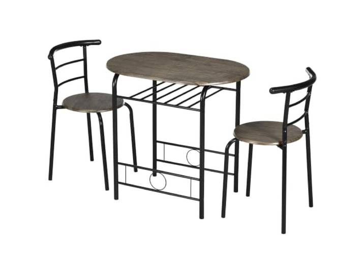 HOMCOM Essgruppe Esstisch mit 2 Stühlen Ablagefach Platzsparend Schwarz Esszimmergruppe, Ovaler Sitzgruppe, Küchentisch-Set, für Esszimmer, Küche