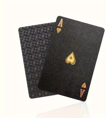 Inspired Finds Luxury Waterproof Playing Cards Sleek Black Poker Deck For Magic, Parties & Game Nights black Laser