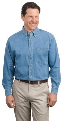 Port Authority PAS600 Long Sleeve Denim Shirt in Faded size 3XL   Cotton S600