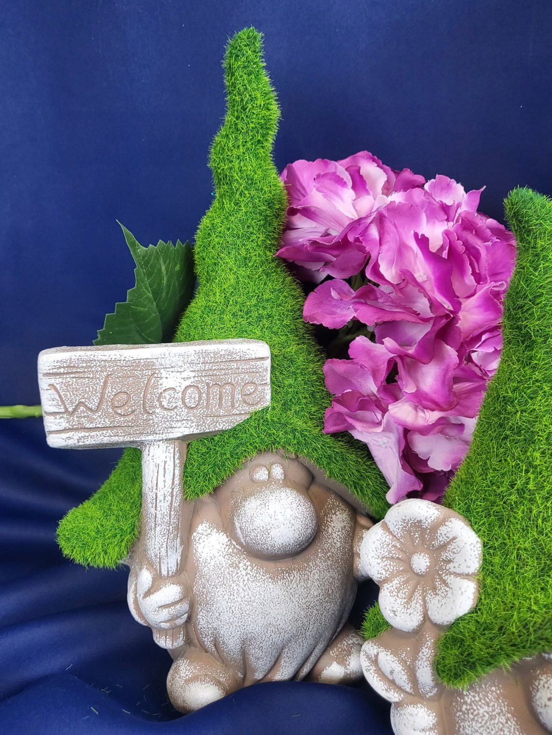 Decoratieve Keramische Tuinkabouter met Welcome Bord