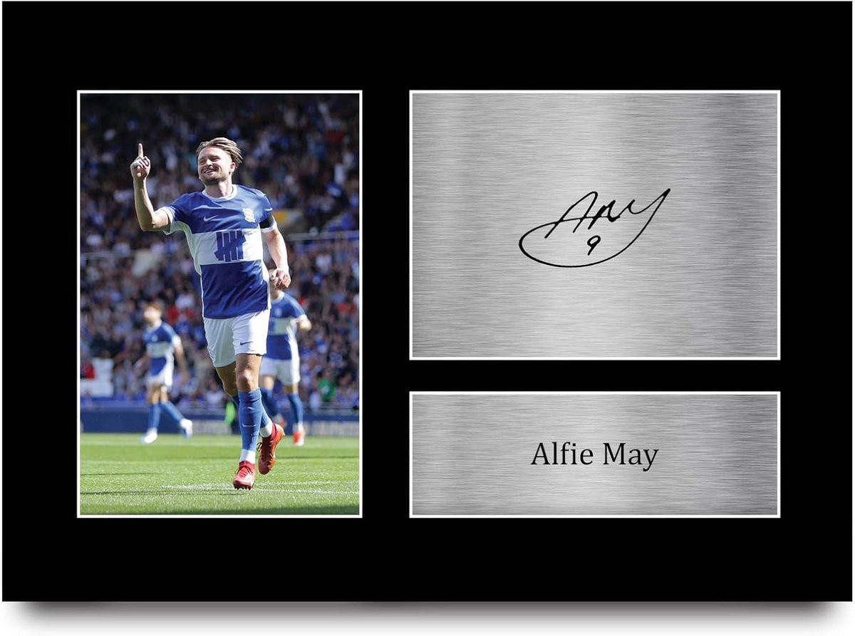Gedrukte Gesigneerde Foto van Alfie May - Birmingham City Voetbalfan Cadeau A4