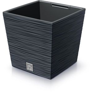 Prosperplast Furu Square Übertopf, anthrazit, 24 x 24 x 24 cm, aus Kunststoff, für innen und außen, mit Innentopf