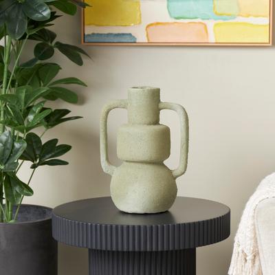 ARCILLA ELEMENTAL Light Gray Paper Mache Abstract Textured Vase with Squared Handles