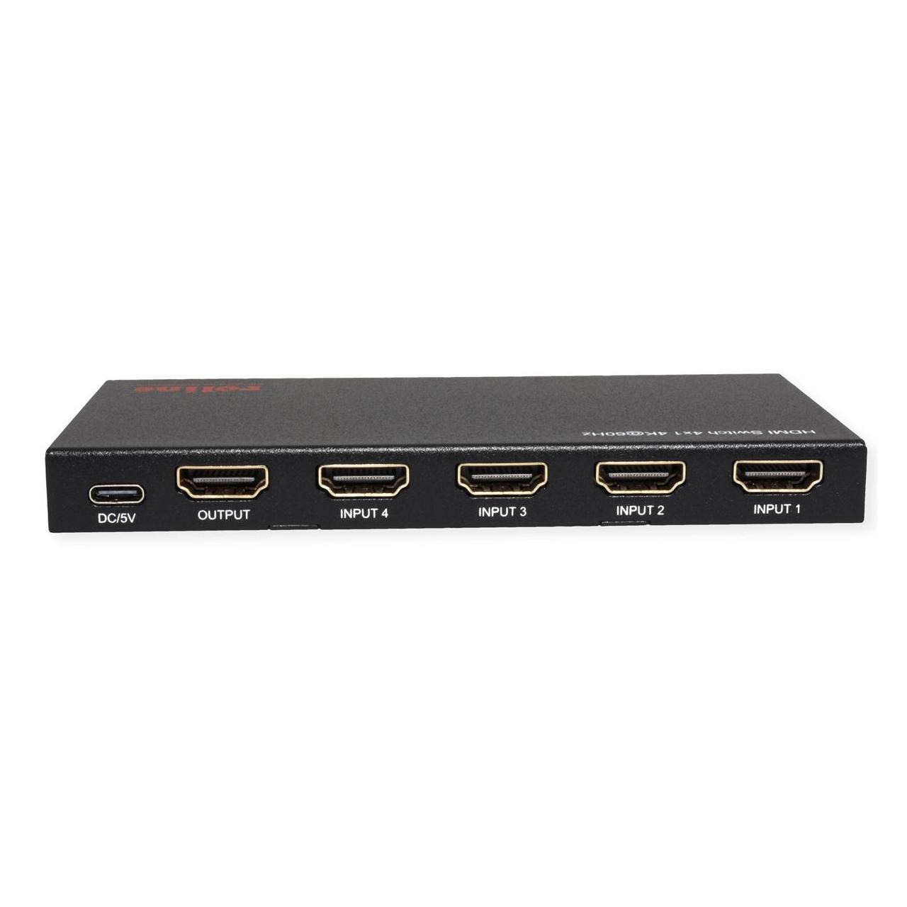 Roline HDMI Switch, 4fach, 4K60Hz (14.01.3617)