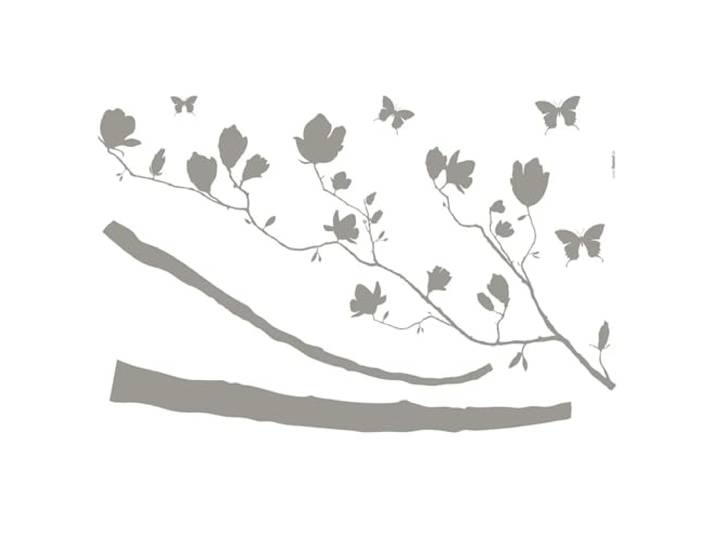 Komar Deco-Sticker ARABESQUE 100 x 70 cm Wandtattoo, Wandbild, Wandsticker, Wandaufkleber, Walltattoo, Schmetterlingen, Blumen, Magnolien, Blüten 17714h