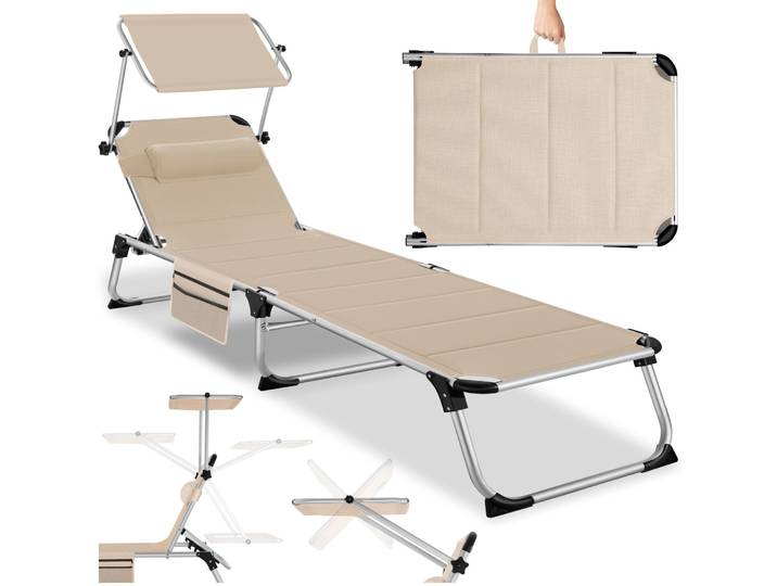 Aluminium Sonnenliege Lorella gepolstert, klappbar - beige