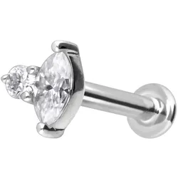 14 Karat Gold Labret mit Innengewinde MOISSANIT-DESIGN