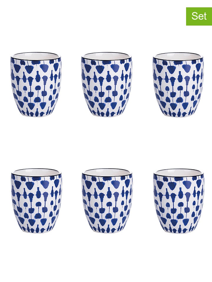 Villa d´Este 6er-Set: Kaffeebecher "Confusion" in Blau - 90 ml - onesize