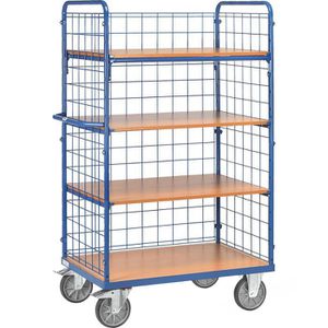 Fetra Etagenwagen 8412-1, 3 Gitterwände, 4 Etagen, 1000 x 700 mm, Tragkraft 600kg