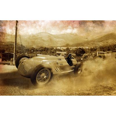 Fototapete PAPERMOON "VINTAGE OLDTIMER-AUTO AUTOS RETRO RENNWAGEN RACING CARS", bunt, B:5m L:2,8m, Vlies, Tapeten