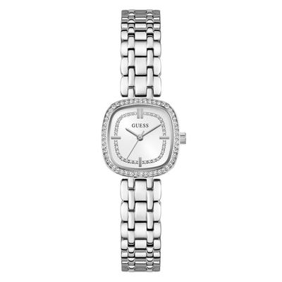 Quarzuhr GUESS "HAZEL", silber (silberfarben, weiß), Armbanduhren, Damen, silberfarben, Quarzuhr, Armbanduhr, Damenuhr, Edelstahlarmband, analog