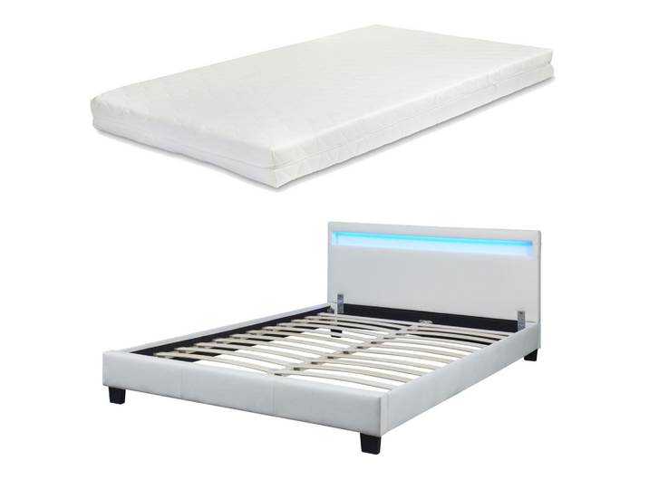 POLSTERBETT Paris mit Matratze und LED-Beleuchtung