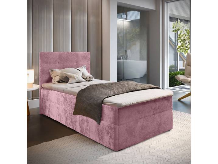 Angebot Polsterbett Boxspring GLORIEN VELVET 90x200 cm rosa II. Wahl