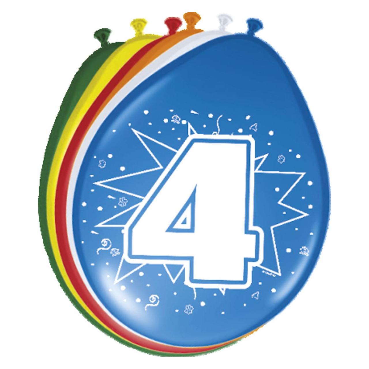 Folat Anzahl Luftballons 4 Jahre (8x) (8714572082044)