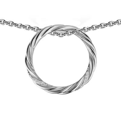 Kette mit Anhänger FIRETTI "Schmuck Geschenk Silber 925 Halsschmuck Twisted-Circle-Design", silber (silberfarben, kristallweiß), Halsketten, Damen, Silber 925 (Sterlingsilber), L: 45 B: 1,4mm, Made in Germany - mit Zirkonia (synth.), B:1,4mm