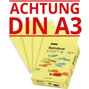 Papyrus Kopierpapier Rainbow 88042322, A3, 80g/qm, mittelgelb, 500 Blatt