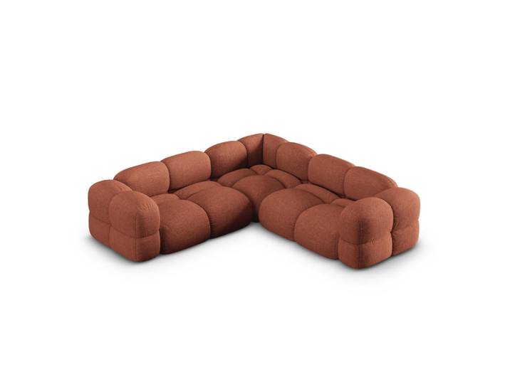 Cosmopolitan Design Wendbares-Ecksofa Loretto aus strukturiertem Stoff koralle 4 Sitzplätze, Koralle, 250x250 cm, Wohnzimmer, Sofas & Couches, Wohnlandschaften, Ecksofas