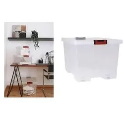 EDA, Aufbewahrungsbox, Aufbewahrungsbox CLiPSTOCK, 75 Liter, PP, mit Rollen mit Deckel, Soft-Touch Griffe in schwarz/rot (75 l)