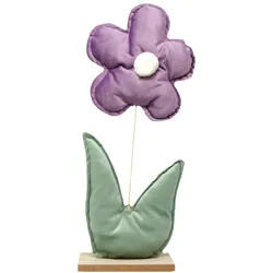 Goldbach Deko Auifsteller Blume aus Samt Violett und Grün 35 x 16 x 8 cm