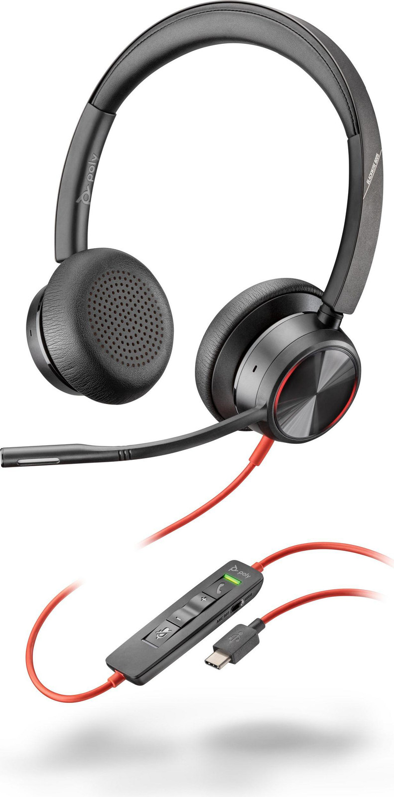 HP Poly Blackwire 8225 USB-C headset met microfoon, zwart