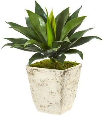 Nearly Natrual "26"" Large Agave Artificial Plant in Country White Planter"