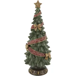 Chic Antique Noël Weihnachtsbaum mit Band und Schleifen, Ø 15 cm x H 40 cm - Grün