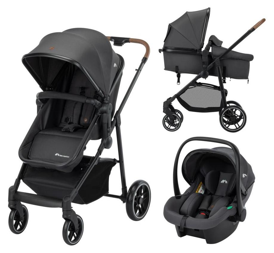 Bebeconfort Haze Trio Lux, Baby Kinderwagen 3 in 1 mit Kindersitz (i-Size), 0-4 Jahre (max. 22 kg), 2-in-1 Sitzeinheit, Liegeposition, Mineral Graphite
